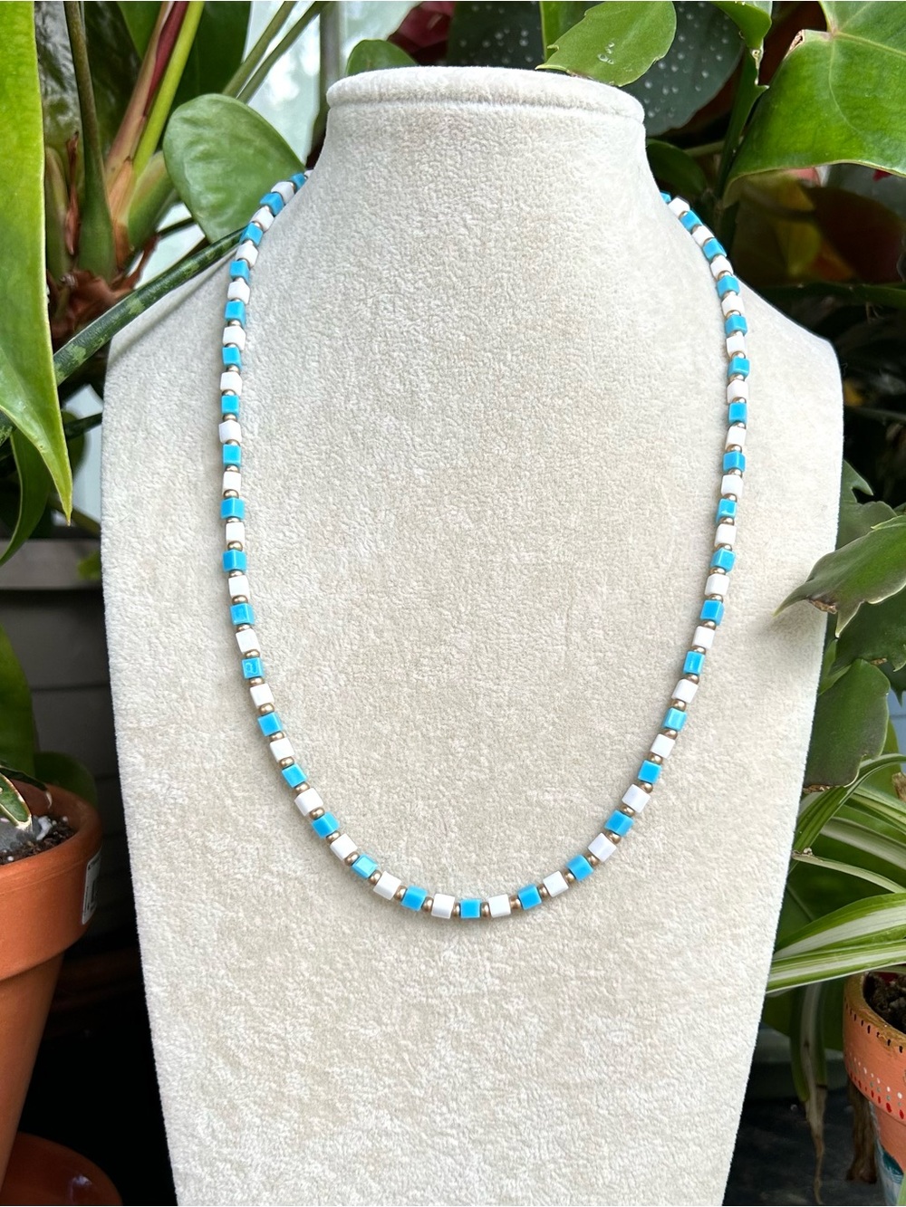 Blue & white necklace